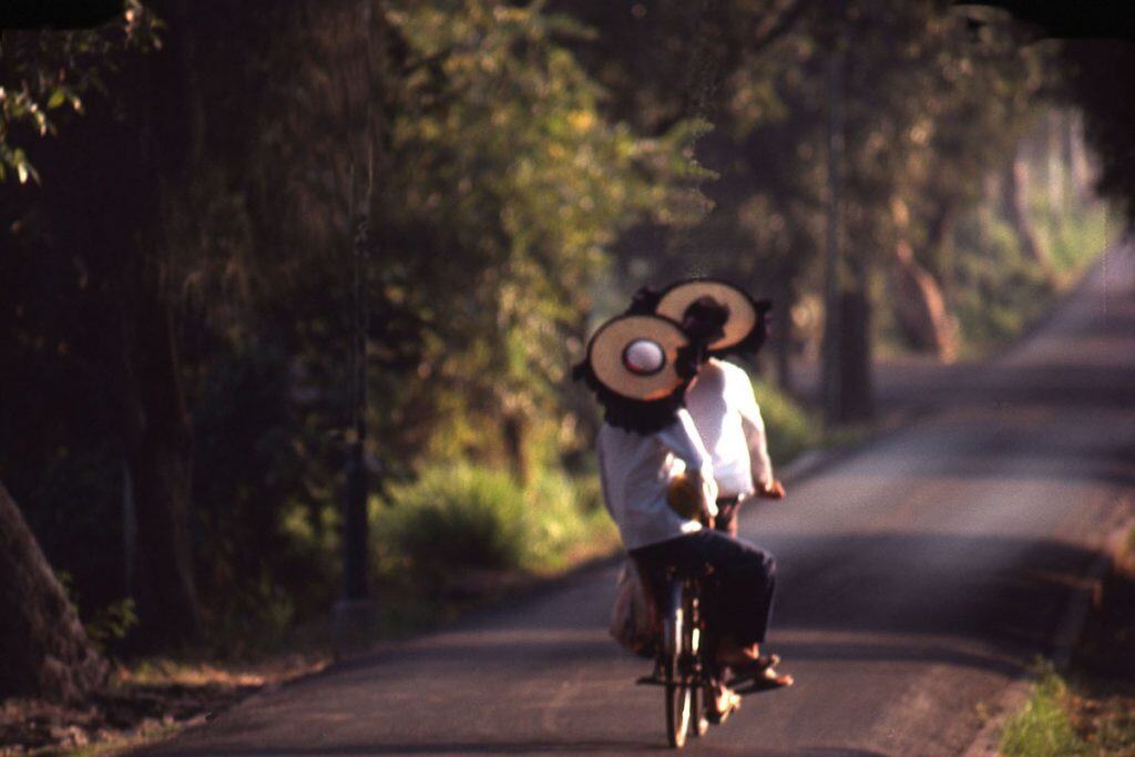 Girls riding bike in China